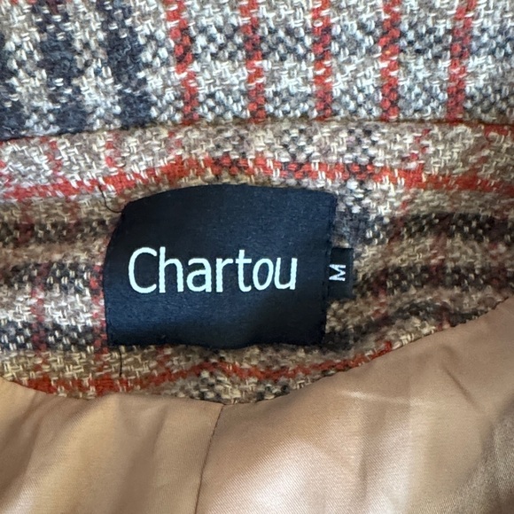 On Trend! Chartou Double-Breasted Plaid Pea Coat Like New Size M - Picture 3 of 8
